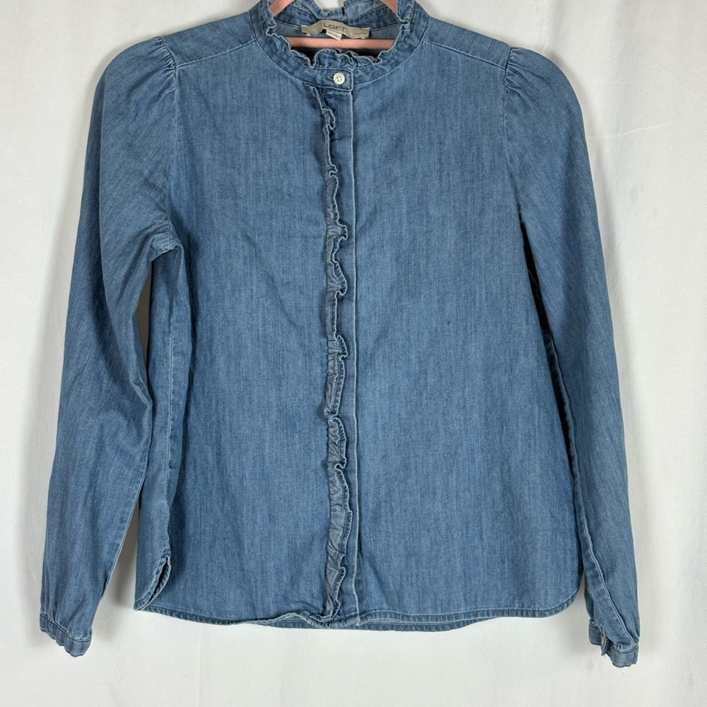 LOFT Light Blue Denim Blouse